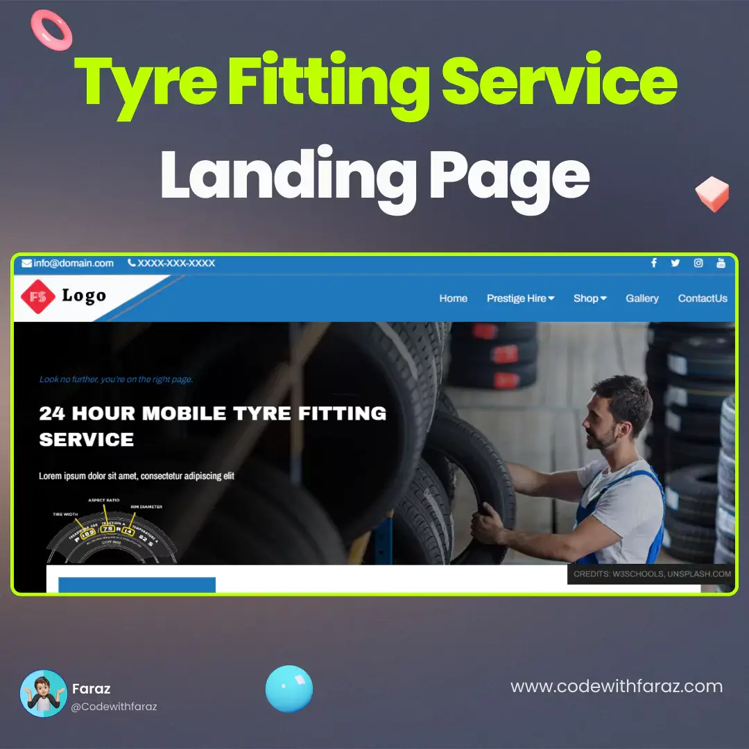 Create a Tyre Fitting Landing Page using HTML, CSS, and JavaScript (Source Code)